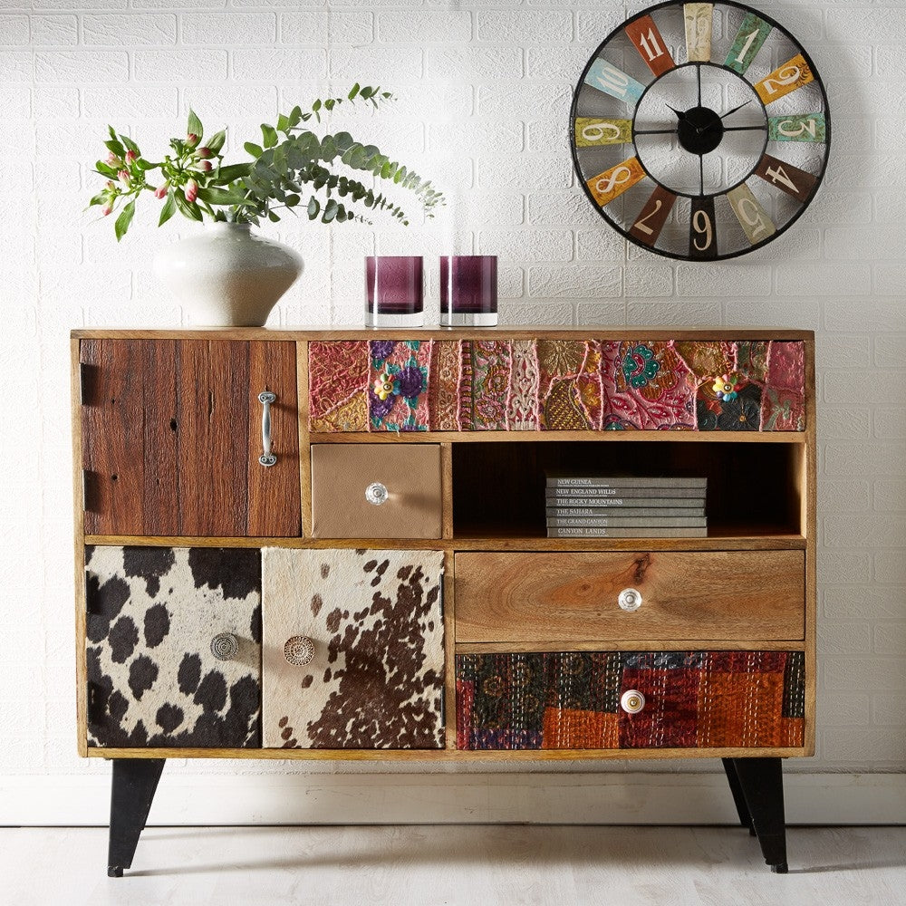 Sorio Multi Coloured 3 Door 4 Drawer Large Sideboard