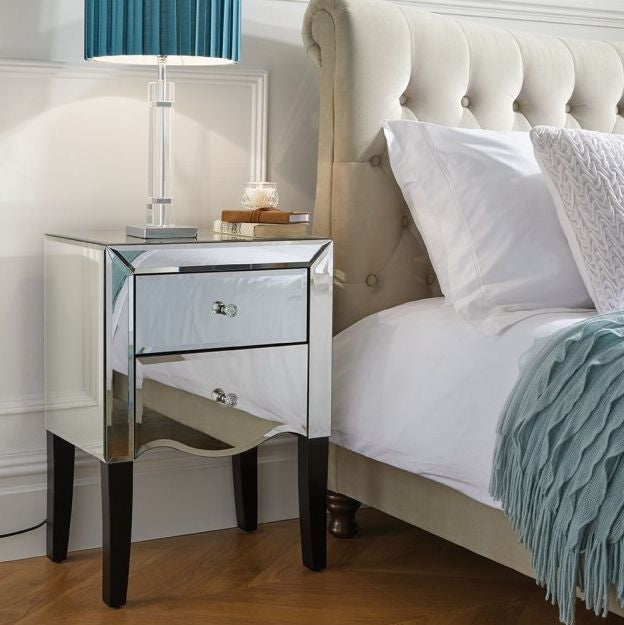 Palermo Mirrored 2 Drawer Bedside Cabinet