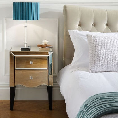 Palermo Mirrored 2 Drawer Bedside Cabinet