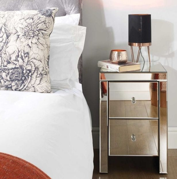 Seville Mirrored 2 Drawer Bedside Cabinet