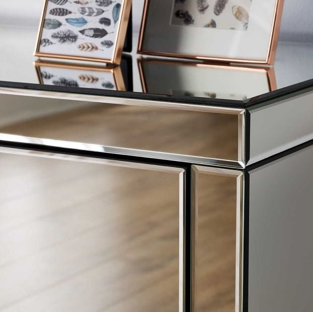 Seville Mirrored 2 Drawer Bedside Cabinet