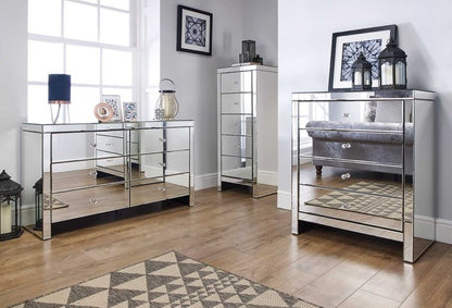 Seville Mirrored 2 Drawer Bedside Cabinet