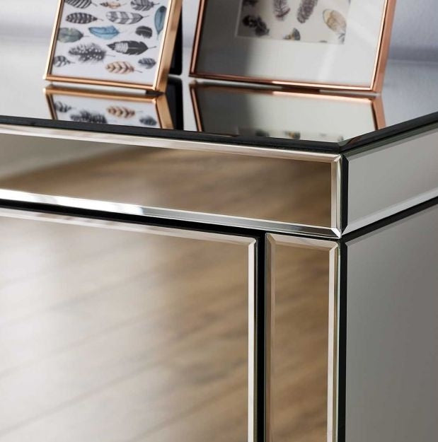 Seville Mirrored 3 Drawer Narrow Bedside Cabinet