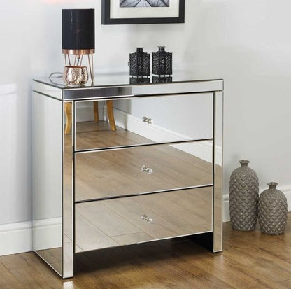 Seville Mirrored 3 Drawer Small Chest