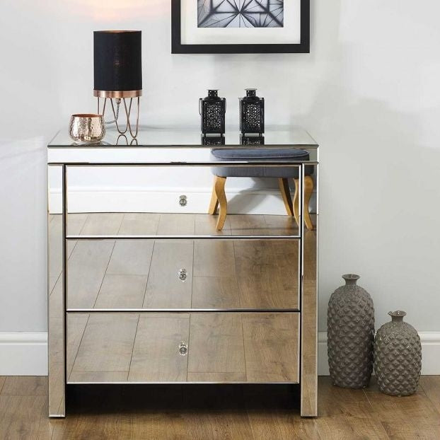 Seville Mirrored 3 Drawer Small Chest