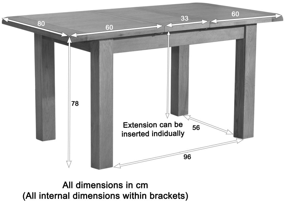 Dorset Oak 4 Seater Extending Dining Table