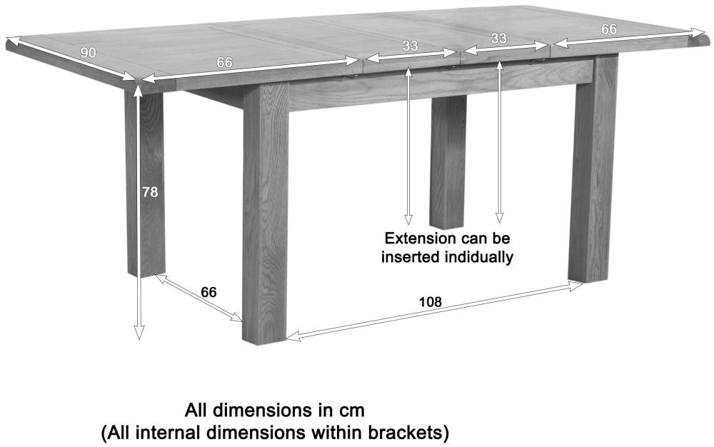 Dorset Oak Large 4 Seater Extending Dining Table
