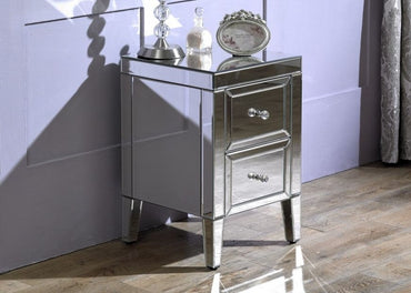 Valencia Mirrored 2 Drawer Bedside Cabinet