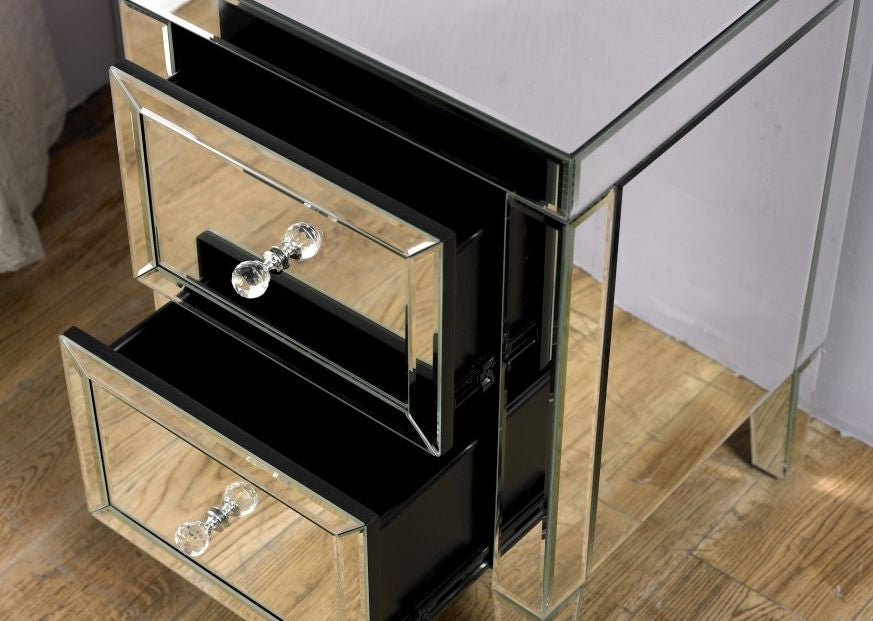 Valencia Mirrored 2 Drawer Bedside Cabinet