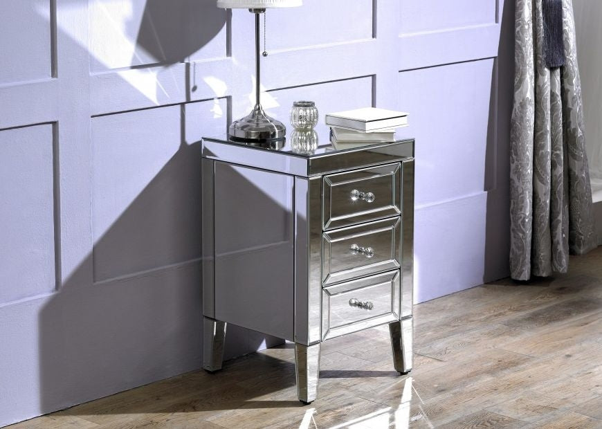 Valencia Mirrored 3 Drawer Bedside Cabinet