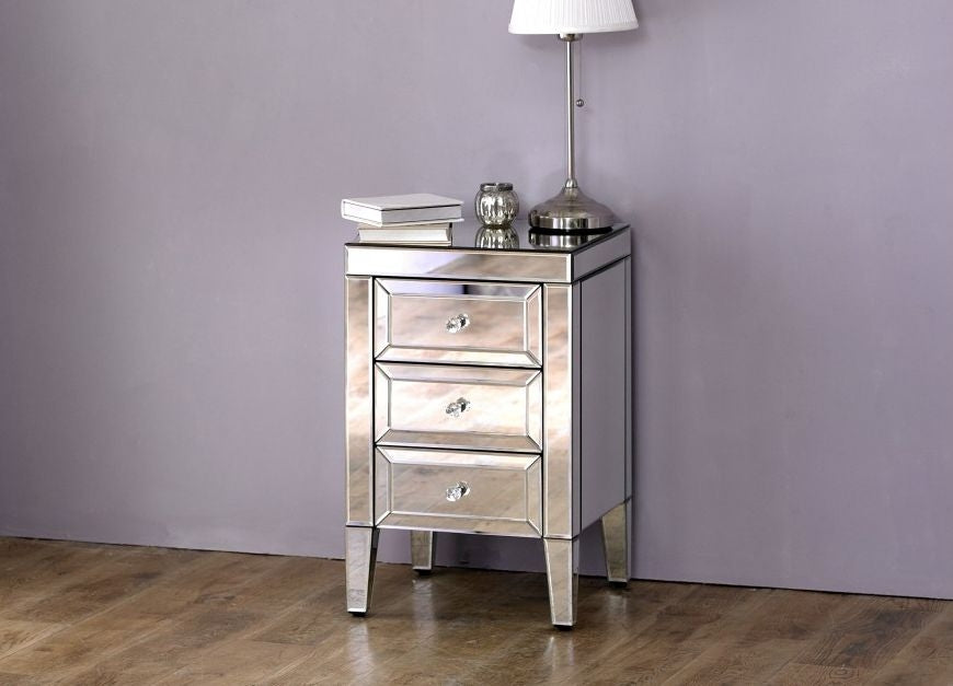 Valencia Mirrored 3 Drawer Bedside Cabinet