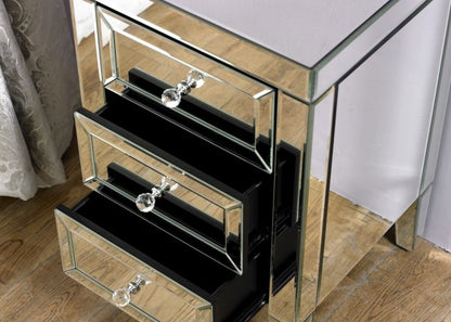 Valencia Mirrored 3 Drawer Bedside Cabinet