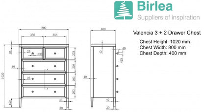 Valencia Mirrored 3+2 Drawer Chest