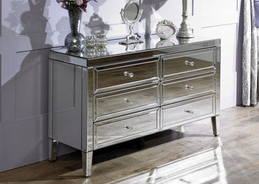 Valencia Mirrored 6 Drawer Wide Chest