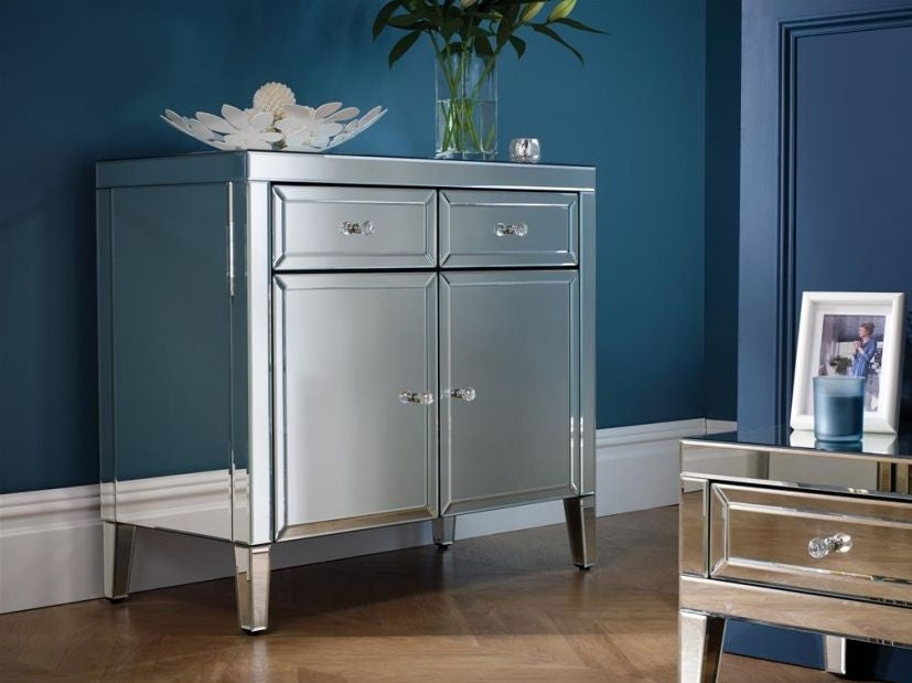 Valencia Mirrored 90cm Small Sideboard - 2 Doors