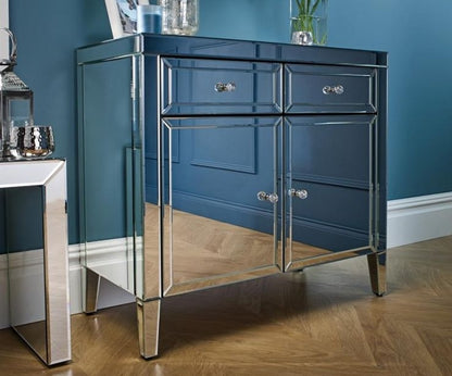 Valencia Mirrored 90cm Small Sideboard - 2 Doors