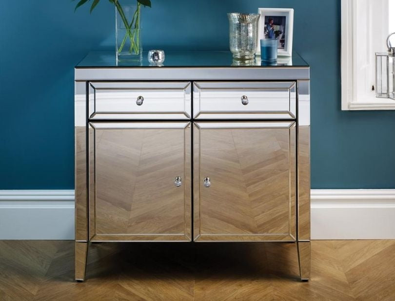 Valencia Mirrored 90cm Small Sideboard - 2 Doors