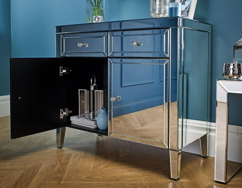 Valencia Mirrored 90cm Small Sideboard - 2 Doors