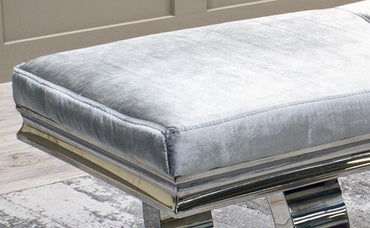 Vida Living Arianna Pewter Velvet Dining Bench