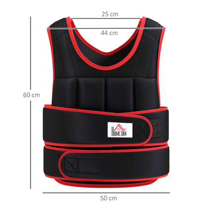 HOMCOM 0kg Weighted Vest, Adjustable Running Weight Vest with 38 Weight Bags for Men or Women Cardio Exercise, Black and Red