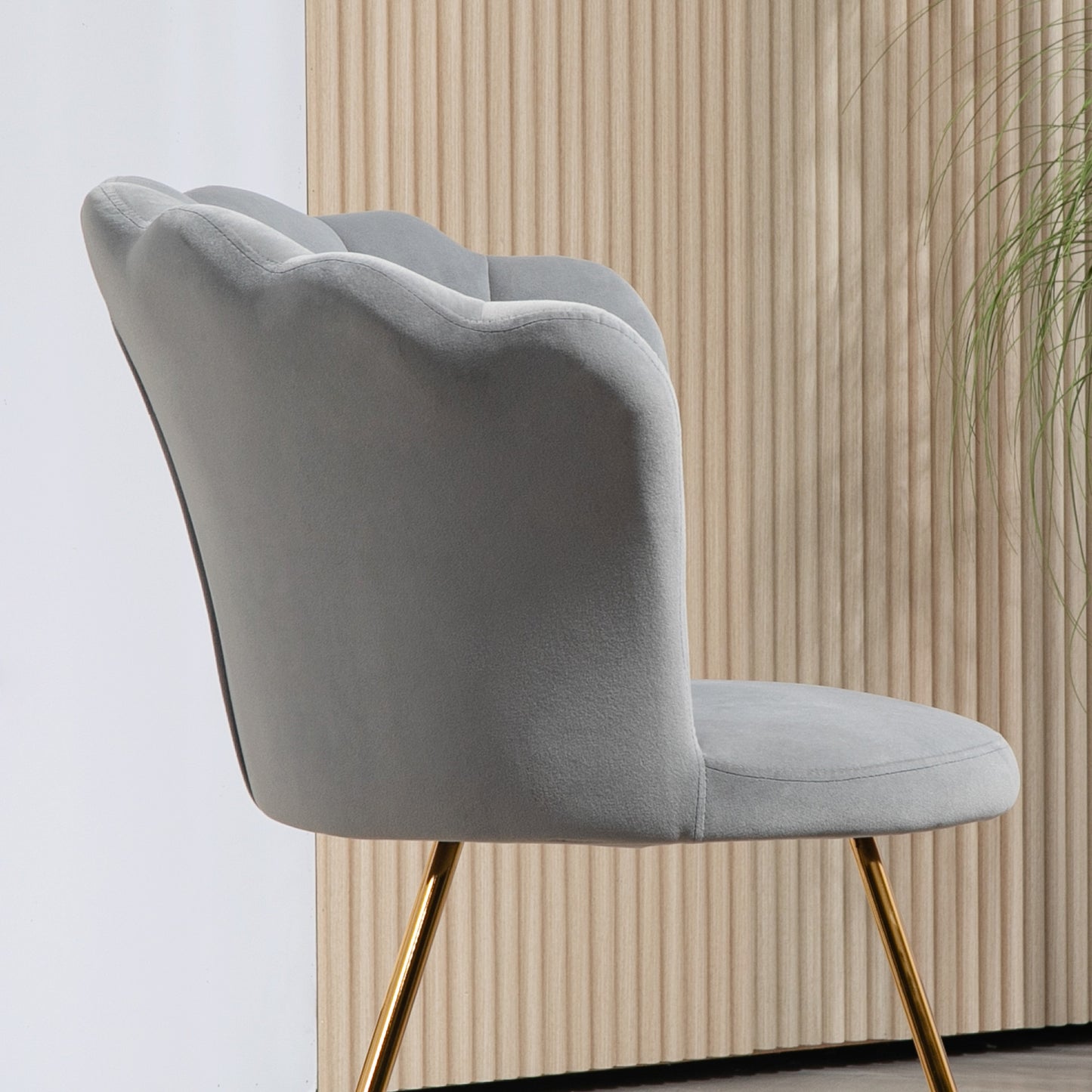 HOMCOM elvet-Feel Lotus Petal Accent Chair - Grey