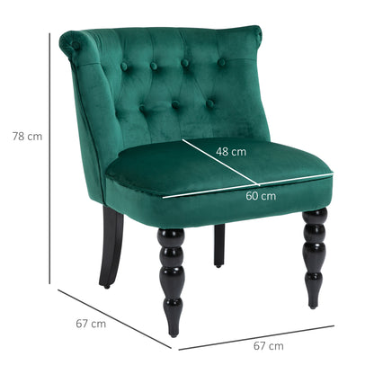 HOMCOM elvet-Feel Wingback Accent Chair, with Wooden Legs - Green