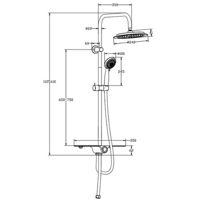 Schãœtte Overhead Shower Set With Tray Aquastar Anthracite-Chrome