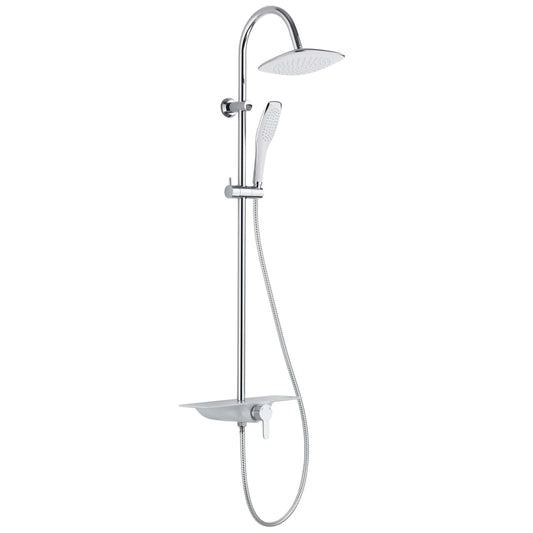 Schãœtte Overhead Shower Set With Single Lever Mixer And Tray Waterway Chrome-White