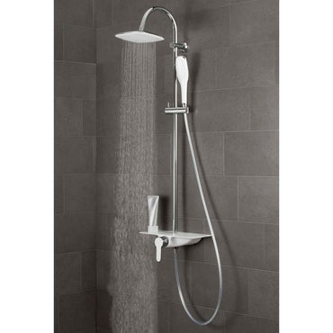 Schãœtte Overhead Shower Set With Single Lever Mixer And Tray Waterway Chrome-White