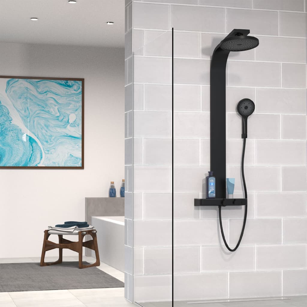 Schãœtte Overhead Shower Set With Thermostatic Tray Samoa Rain Matte Black