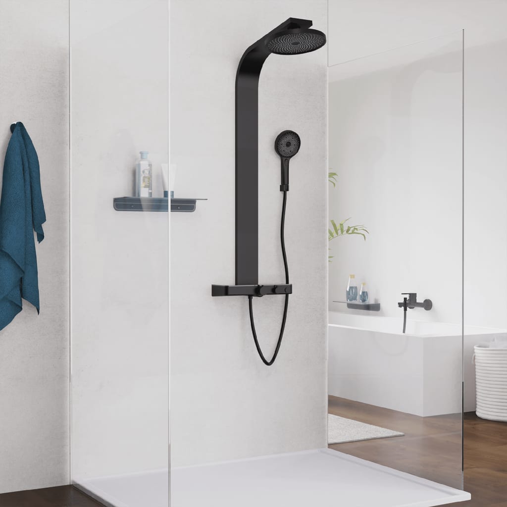 Schãœtte Overhead Shower Set With Thermostatic Tray Samoa Rain Matte Black