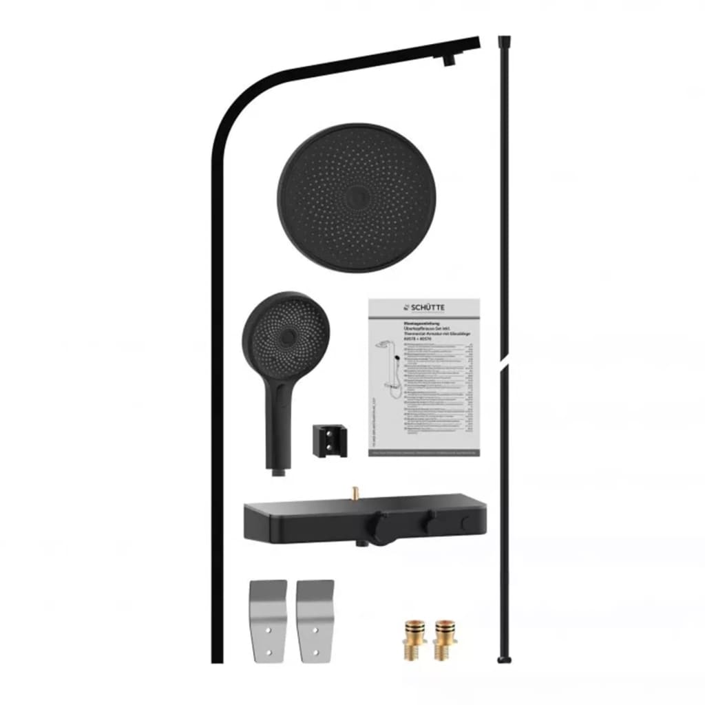 Schãœtte Overhead Shower Set With Thermostatic Tray Samoa Rain Matte Black