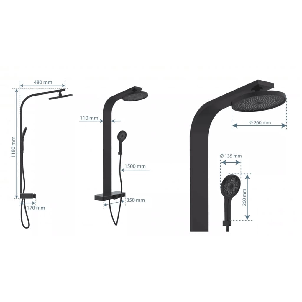 Schãœtte Overhead Shower Set With Thermostatic Tray Samoa Rain Matte Black