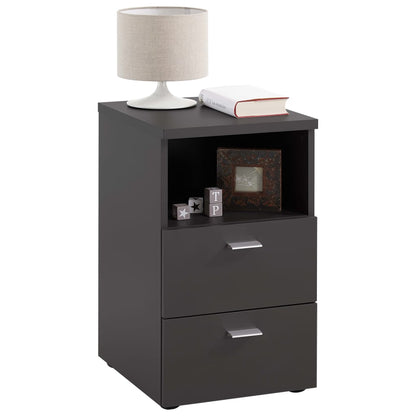 Fmd Bedside Cabinet With 2 Drawers And Open Shelf Black