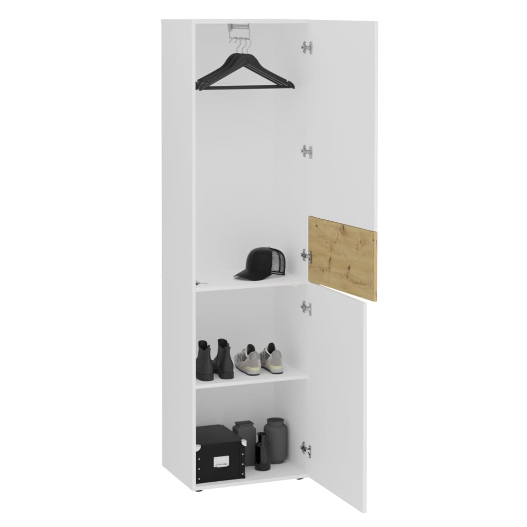 Fmd Wardrobe With 2 Doors | Hinged | White | Shelves | 2 Doors | 54.5cm