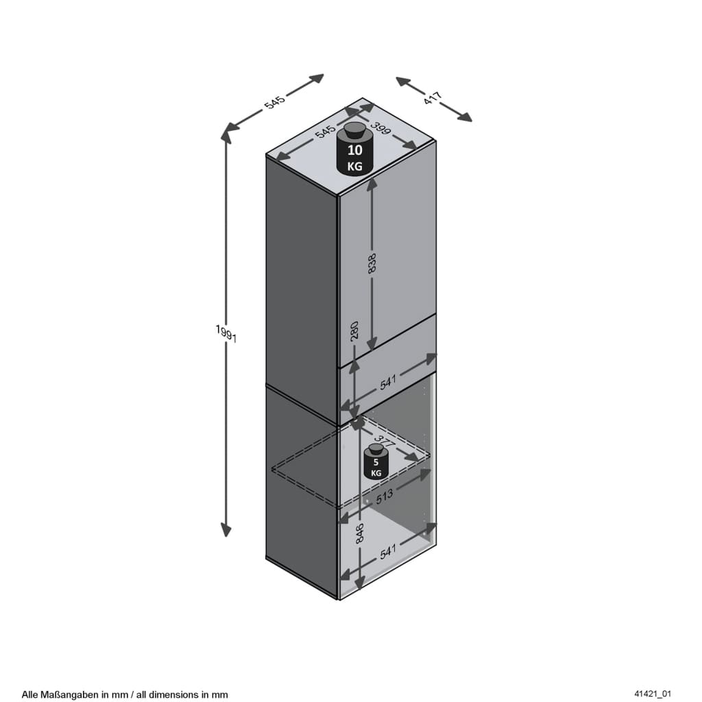 Fmd Wardrobe With 2 Doors | Hinged | White | Shelves | 2 Doors | 54.5cm