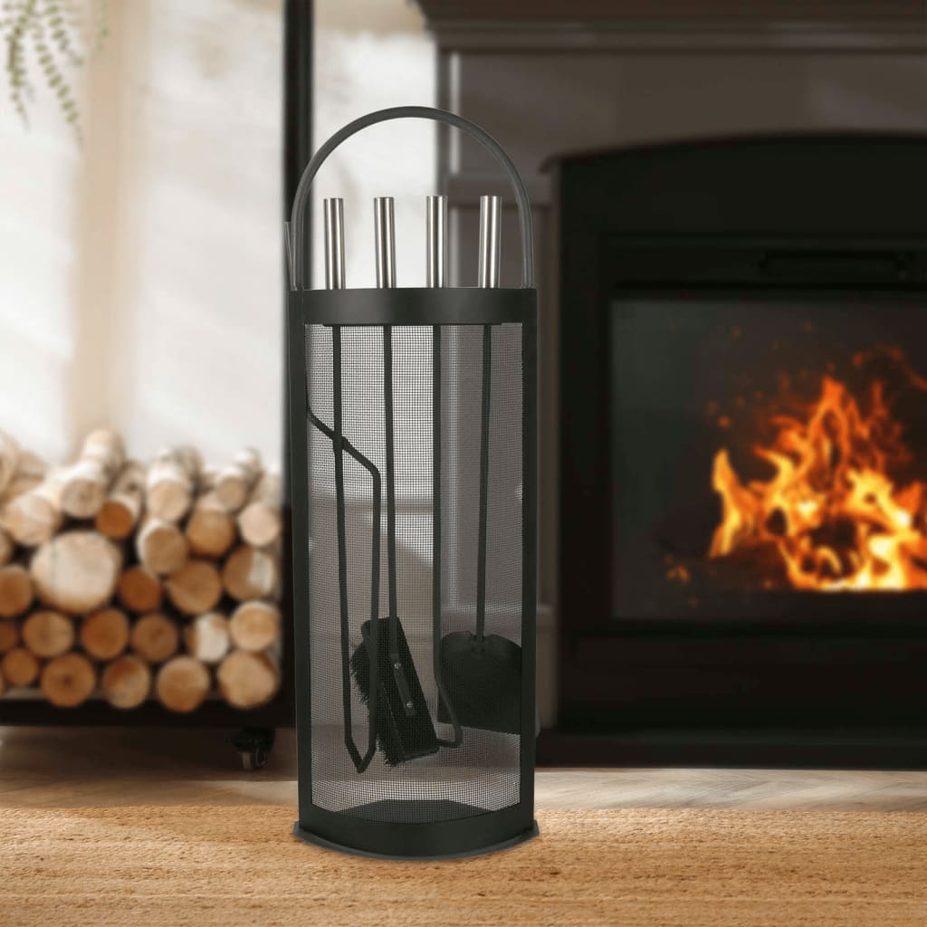 Hi Fireplace Tool Set 5 Pcs Black 23X14.8X66 Cm