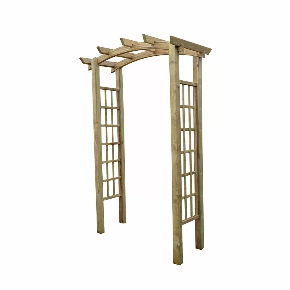 Wooden Garden Arch with Lattice Trellis for Climbing Plants - Mercia Bow Top Design