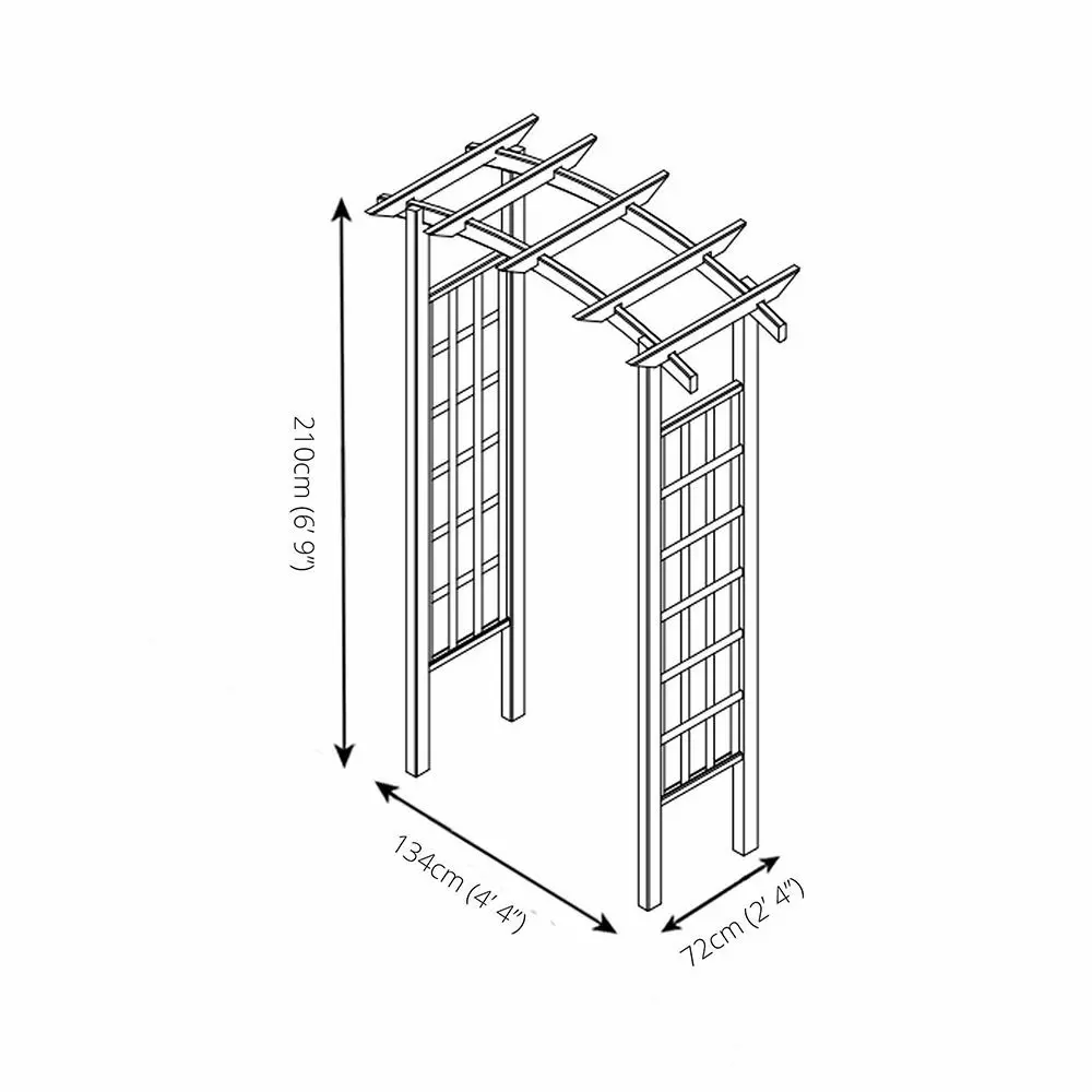 Wooden Garden Arch with Lattice Trellis for Climbing Plants - Mercia Bow Top Design