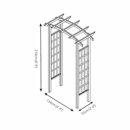 Wooden Garden Arch with Lattice Trellis for Climbing Plants - Mercia Bow Top Design