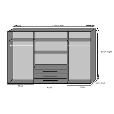 Banha 6 Door 3 Drawer Mirrored Wardrobe in White | Classic & Functional | Furco