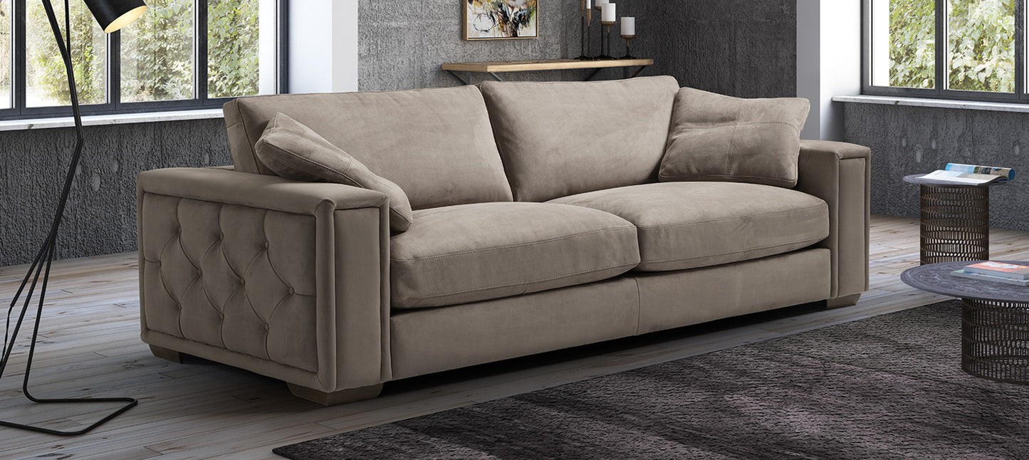 Iseo Cream Fabric 3 + 2 Sofa Set with Durable Hardwood Frame and Wooden Legs - 10 Year Warranty on Frame and Pocket Springs, Available in Various Leathers and Colors