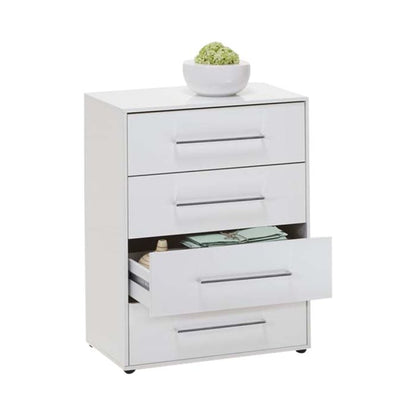 Juli White Gloss Storage Chest | 1 Up 4 Drawers | High-Shine Organization | Furco