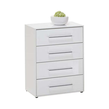 Juli White Gloss Storage Chest | 1 Up 4 Drawers | High-Shine Organization | Furco