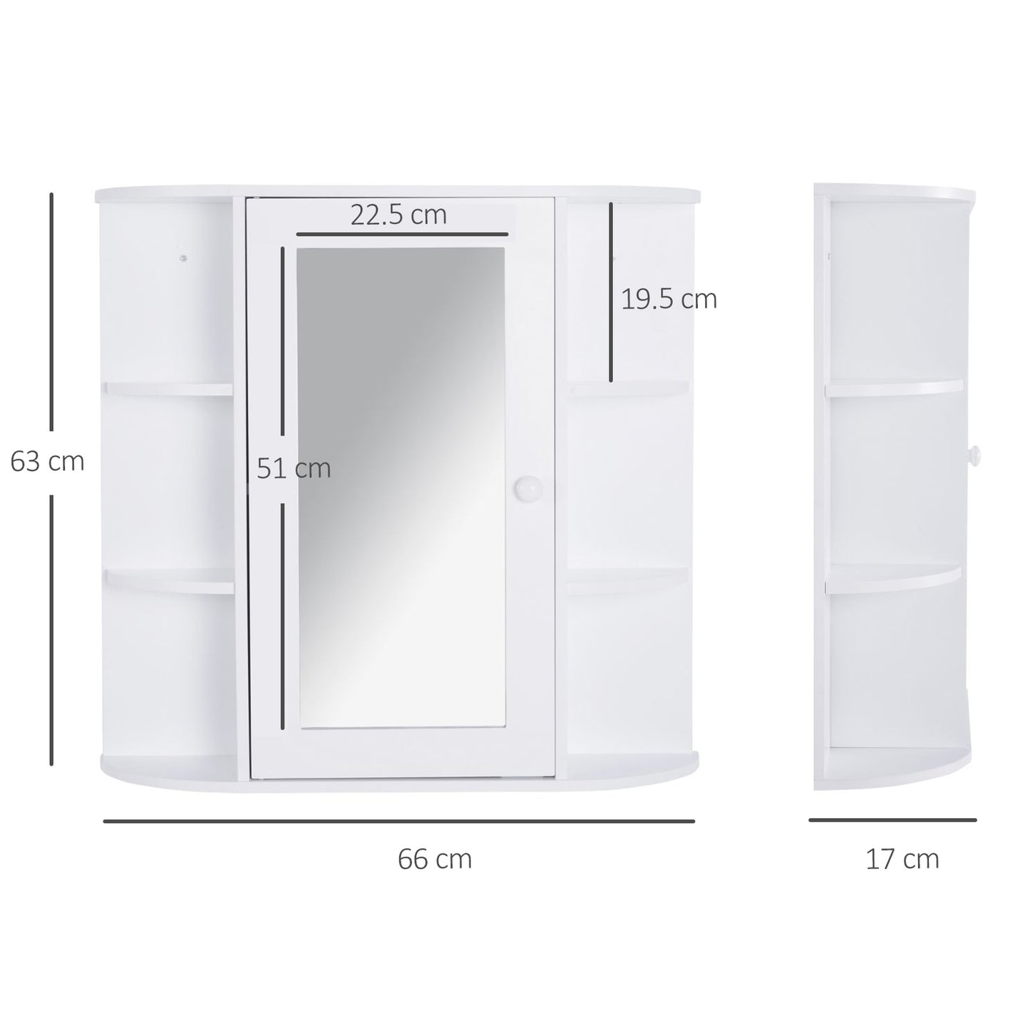 HOMCOM all Mounted Bathroom Cabinet with Mirror Single Door Storage Organizer 2-tier Inner Shelves White