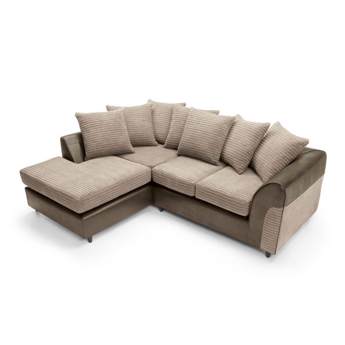 Harley Cord Fabric Corner Sofa - Brown-Left Facing