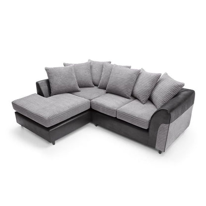 Harley Cord Fabric Corner Sofa - Black-Left Facing