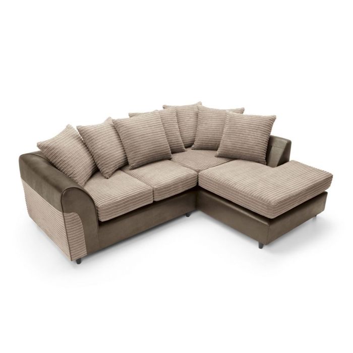 Harley Cord Fabric Corner Sofa - Brown-Right Facing