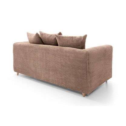 FURCO Brown Jumbo Cord 2-Seater Sofa with Comfort Cushions and Solid Wood Frame