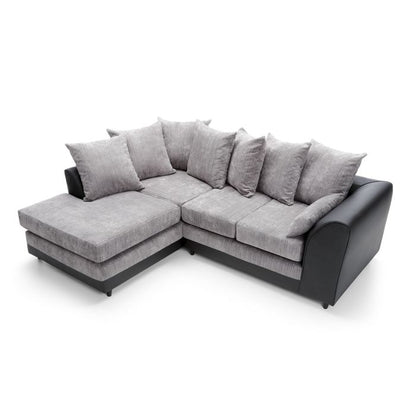 Dilan Fabric Corner Sofa - Black-Left Facing